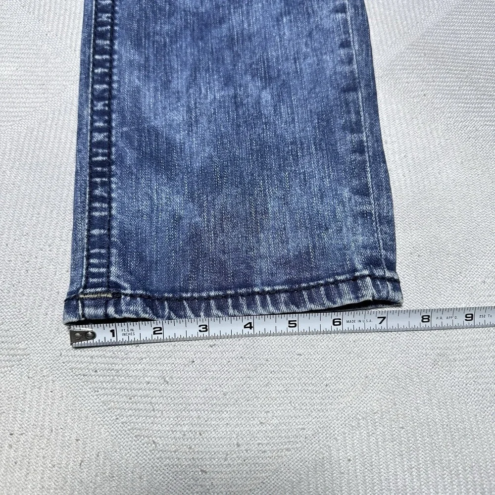 True Religion Rocco Jeans Mens 42x32 Relaxed Skinny Flap Pockets Acid Wash‎